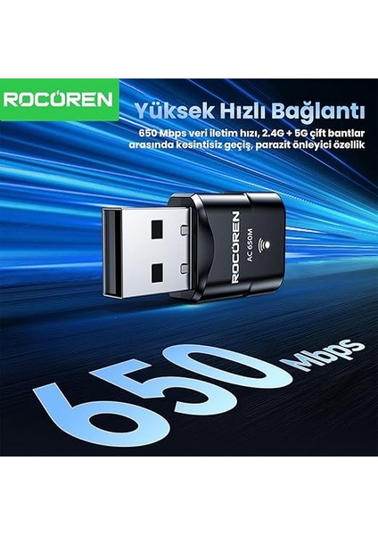 650 Mbps 2.4 &amp; 5ghz Dual Band USB Wifi Adaptör fiyatları