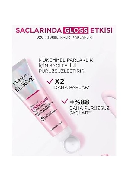 Parıs Elseve Glycolic Gloss Mükemmel Parlaklık Için Pürüzsüzleştirici Saç Kremi 150 ml fiyatları