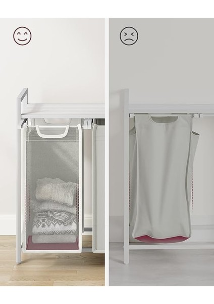 Çamaşır Sepeti 3 Bölmeli, Raflı Çamaşır Torbası, Çamaşır Kutusu, Oxford Kumaştan Uzatılabilir Çamaşır Torbası, Metal Çerçeve, 3 x 38 L, 92,5 x 33 x 72 Cm, Beyaz BLH301W01 indirimleri