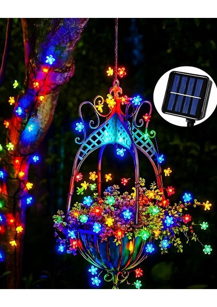 Solar Güneş Enerjili Rgb Gökkuşağı 30 LED Çiçek Zinciri Kiraz Çiçeği IP65 Su Geçirmez Solar Işık Zinciri Dış Mekan Bahçe Veranda Avlu Çardak Noel Ağacı Partiler (Rgb Gökkuşağı)