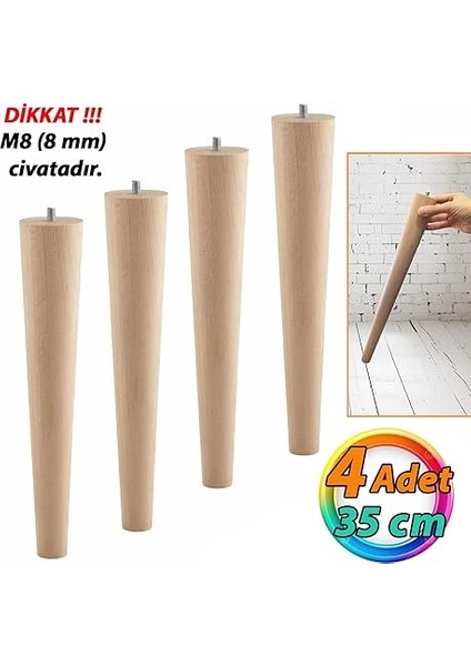 Adet Ahşap Ayak 35 cm Masa Zigon Sehpa Tv Ünitesi Puf Tabure Ayağı Ayakları Konik M8 Civatalı fiyatları