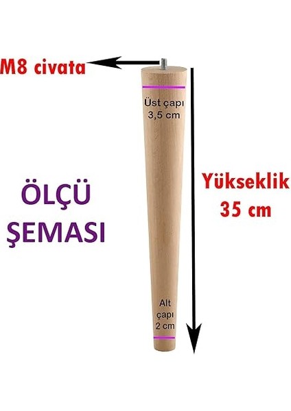 Adet Ahşap Ayak 35 cm Masa Zigon Sehpa Tv Ünitesi Puf Tabure Ayağı Ayakları Konik M8 Civatalı modelleri