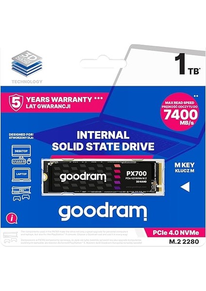 PX700 1tb SSD – Pcıe Gen4, Nvme, 7400MB/S Okuma, 6500MB/S Yazma, SSDPR-PX700-01T-80 modelleri