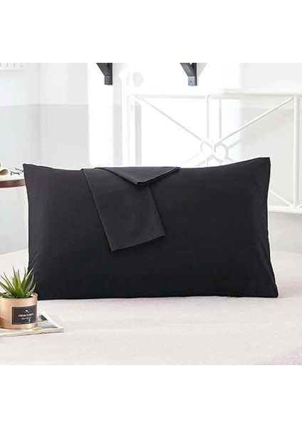 Home Pamuklu 2'li Kapaklı Yastık Kılıfı 50X70 cm - Yumuşak ve Nefes Alabilir - Düz Renk (Siyah) fiyatları
