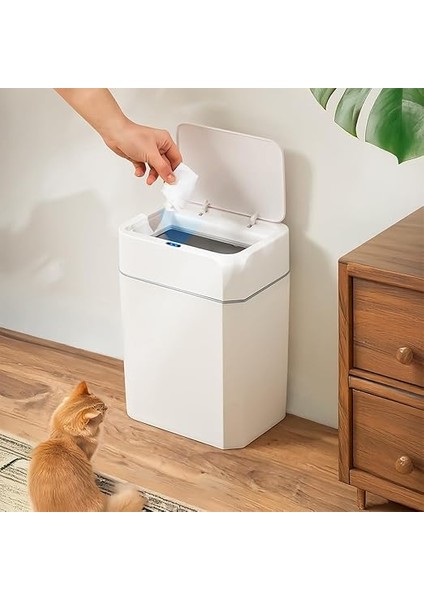 4147 Hareket Sensörlü Sessiz Kapatma Çöp Kutusu Banyo Mutfak Çöp Kovası Kapaklı Banyo Çöp Kovası