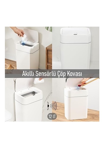 4147 Hareket Sensörlü Sessiz Kapatma Çöp Kutusu Banyo Mutfak Çöp Kovası Kapaklı Banyo Çöp Kovası fiyatları