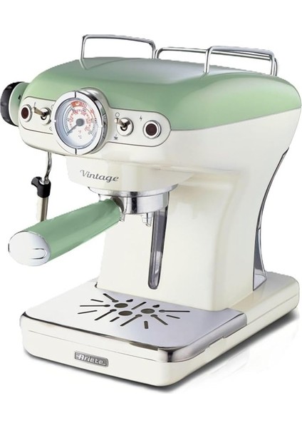 1389/14 Vintage Filtreli Espresso Makinesi, Süt Köpürtme Başlıklı, Yeşil, 900 W