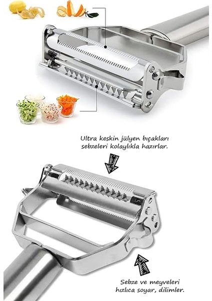 Amaçlı Jülyen Soyucu Meyve Sebze Soyacak Salatalık Kabak Havuç Elma Soyacağı Çift Foksiyonlu fırsatları