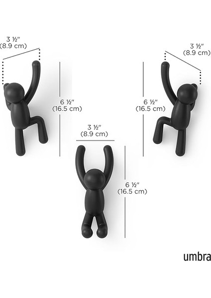 Buddy Kanca, Ceketler, Şallar, Çantalar, Sırt Çantası, Havlular ve Daha Fazlası Için Dekoratif Duvar Askısı, 3'lü Set, Siyah modelleri