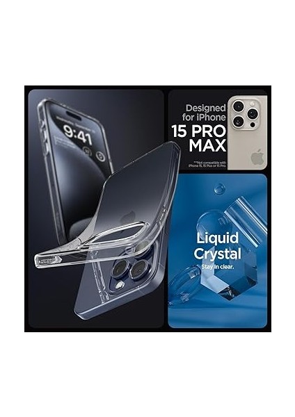 iPhone 15 Pro Max Kılıf Liquid Crystal 4 Tarafı Tam Koruma Crystal Clear - ACS06557 fiyatları