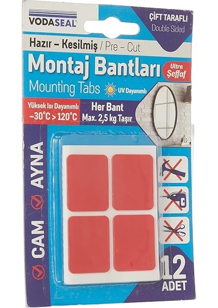 Hazır Kesilmiş 12'li Montaj Bandı, Şeffaf