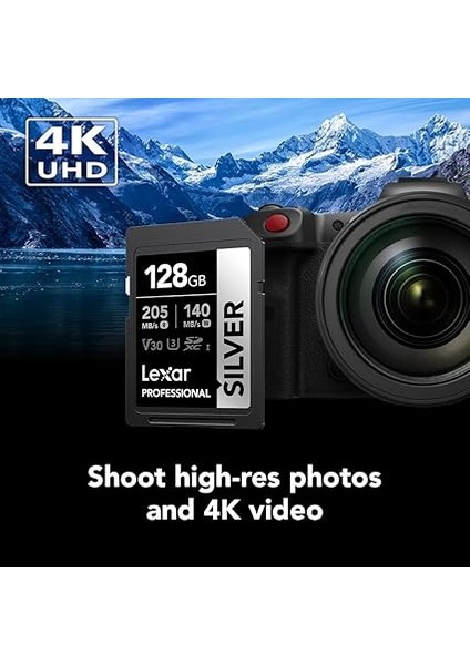 128 GB Profesyonel Gümüş Sdxc Hafıza Kartı, Uhs-I, C10, U3, V30, 4K Video, 205/140 Mb/s'ye Kadar Okuma/yazma, Profesyonel Fotoğrafçı, Video Görüşçü, Meraklısı (LSDSILV128G-BNNNU) modelleri