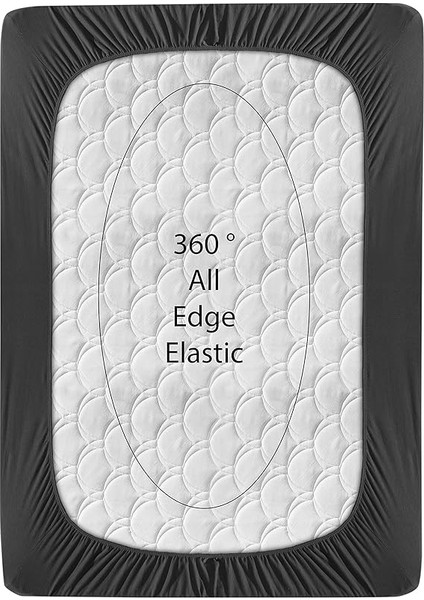 Home Örme Penye Lastikli Çarşaf, Çift Kişilik, Siyah, Pamuk-Elastan 230 G/m2 fırsatları