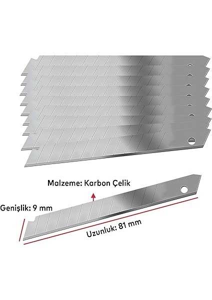 10'lu 10 Adet 9 mm x 81 mm Maket Bıçağı Yedeği Ucu Kırılabilir Yedek Uç Bıçak Ucu Jilet fiyatları