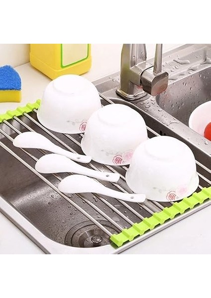 Evye Üstü Katlanır Nihale Paslanmaz Çelik Pratik Sebze Meyve Bulaşık Kurutma Süzgeci indirimleri