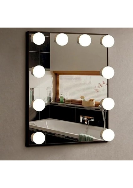 10'lu Set Makyaj Aynası Işığı Banyo Yatak Odası Işığı Hoolywood Tarzı LED Makyaj Lambası 3 Farklı Renk Modu Makyaj Odası Işığı Mirror1 indirimleri