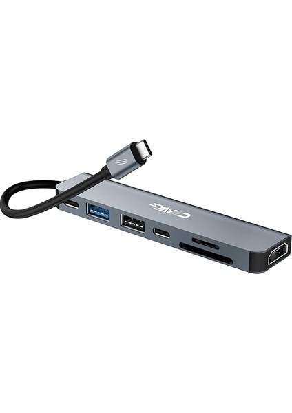CHUB007-P 7in1 Windows &amp; Mac 100W Hızlı Şarj - Type-C To 4K HDMI *1x Usb-C 100W Pd *1x Usb-C Data *1x USB 3.0 5gbps *1x USB 2.0 480 Mbps *2x Tf/sd Card 7in1 Çevirici Hub Çoklayıcı modelleri