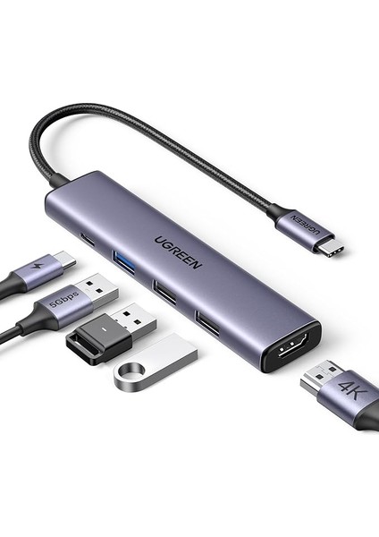 USB C Hub, Pd 100W, 4K Hdmı, MacBook Pro/air, iPad Pro/air, Surface Pro/go, Galaxy Tab, Galaxy S23/S22 Vb. ile Uyumlu USB A 3.0.