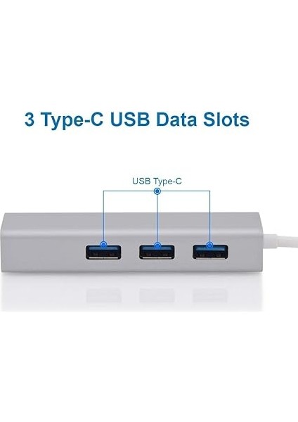 Type C Ethernet 1000MBPS - 1 Gigabit RJ45 Adaptör ve 3 USB Bağlantı Noktası 3.0 Data Hub MacBook Air/pro iMac Acer Lenovo Asus Hp Samsung Huawei ile Uyumlu - Gümüş indirimleri