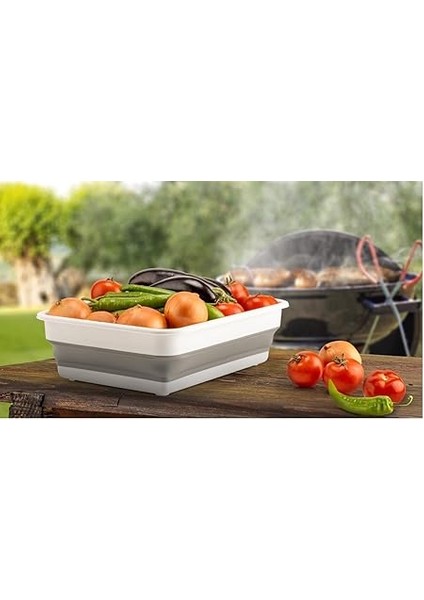 Katlanabilir Dikdörtgen Bulaşık Sepeti, 4 Litre Çok Amaçlı Katlanabilir Dikdörtgen Sepet, Katlanır Bulaşık ve Çamaşır Sepeti 20CM*27CM*8CM fırsatları