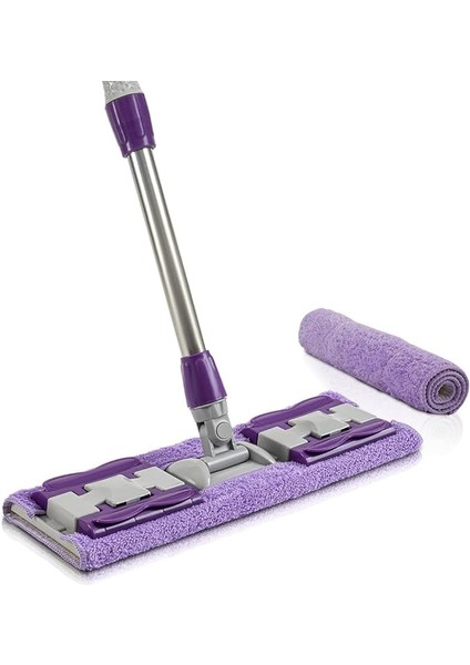 Home Yedek Mikrofiber Bezli Mandallı Mop, Sıkıştırmalı, Uzayabilir Teleskopik Saplı, 360 Derece Dönebilir Zemin ve Duvar Temizlik Mopu