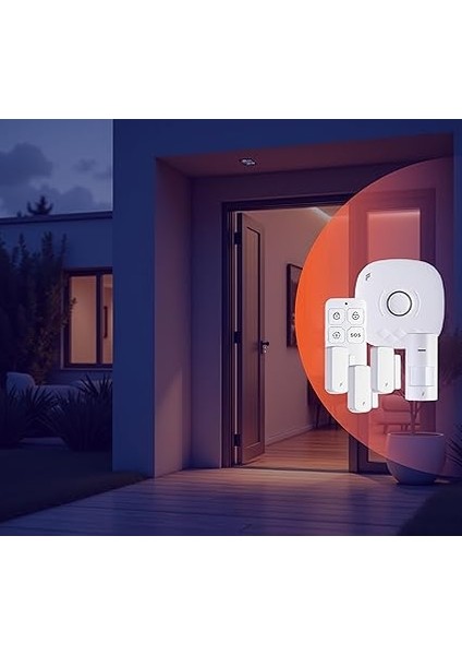 Akıllı Pratik Alarm Seti; Akıllı Alarm, 3x Akıllı Kapı Pencere ve 1x Akıllı Hareket Sensörü, Kumanda, Yüksek Sesli, 2 Yıl Garanti, Uzaktan Kontrol indirimleri