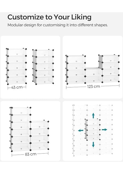 Plastik Ayakkabı Rafı, Dikdörtgen 10'lu Sistem, Beyaz LPC10W indirimleri