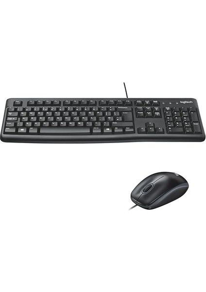MK120 USB Kablolu Klavye Mouse Seti, Tam Boyutlu, Sağ ve Sol Elle Kullanıma Uygun Mouse, Sıvı Dökülmesine Dayanıklı, Türkçe Q Klavye, Siyah