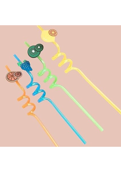 Pipeti 4 Adet Şekilli-Uzun Kıvrımlı ve Figürlü Renkli Plastik Pipet Seti 26 cm Rahat Kullanım indirimleri