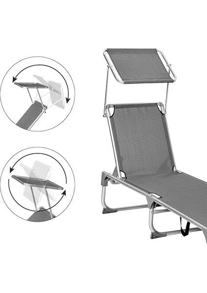 Ayarlanabilir ve Katlanabilir Gölgelikli Şezlong, 55X193X31 Cm, Koyu Gri, GCB19WGV1 indirimleri