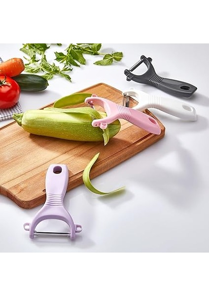 Ergonomik Sebze ve Meyve Soyacağı, Paslanmaz Çelik Döner Bıçaklı, Plastik Saplı, Beyaz, 13X6X2 cm fiyatları