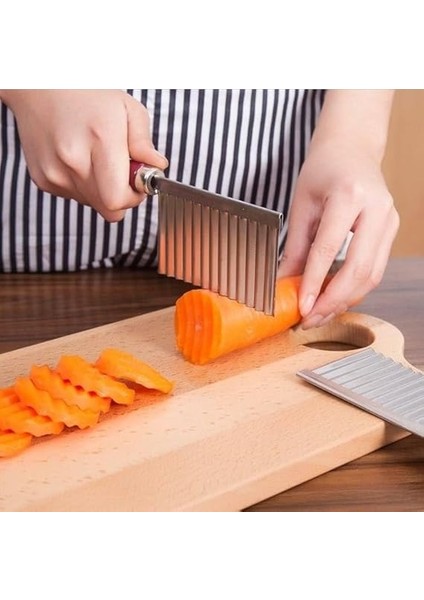 Silikon Saplı Çok Işlevli Paslanmaz Çelik Doğrayıcı Dalgalı Patates Havuç Kesici Kızarmış Sebze Dilimleyici Patates Bıçağı indirimleri