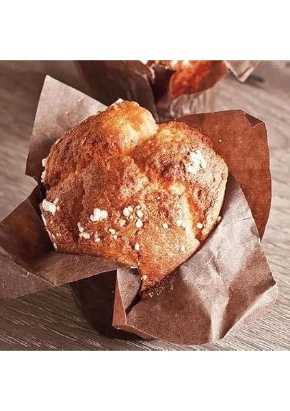 100LÜ Muffin Kalıbı - Cupcake Kalıpları, Su Geçirmez ve Yağ Geçirmez Pişirme Kağıtları, Ev Veya Parti Için Alüminyum Folyo Pişirme Kek Kapları -Ince Tulip Kahverengi fiyatları