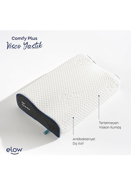 Comfy Plus Çift Taraflı Boyun Destekli Ortopedik Visco Yastık, 55 x 36 x 13/11 fırsatları