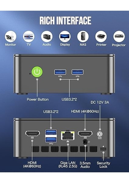 G3 Plus Intel N150, 16GB Ddr4, 512GB M.2 Ssd, Wi-Fi6, Bt 5.2, WIN11 Pro Mini Pc fırsatları