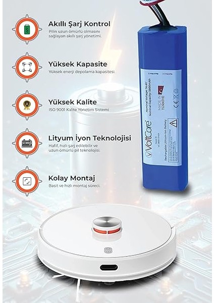Robot Süpürge Bataryası 5800 Mah Pil Xiaomi Mi Robot Vacuum Mop Pro2+3d ile Uyumlu Ürün indirimleri