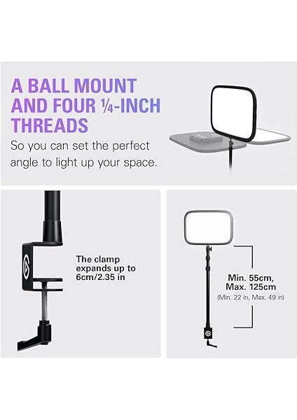 Key Light Yayın&amp;stüdyo Işığı, 2800 Lümen, Ayarlanabilir Sıcaklık ve Parlaklık Seviyesi (10GAK9901) indirimleri