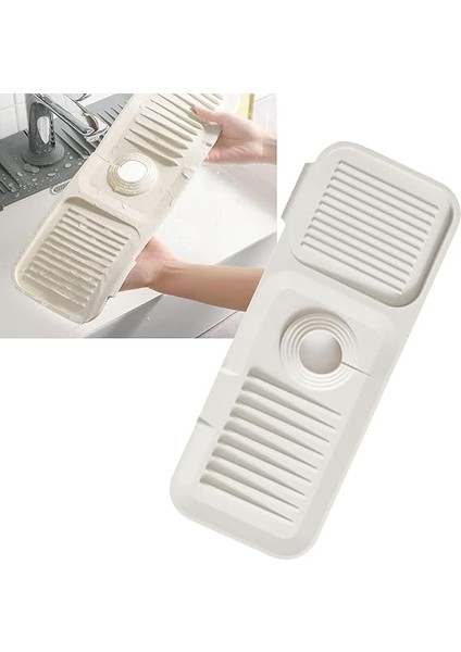 Home Musluk Matı, Eviye Matı,elastik Musluk Matı Su Tutucu Düzenleyici Kaydırmaz Taban Organizer Mutfak Banyo Lavabo,musluk Matı Silikon (Beyaz) fırsatları