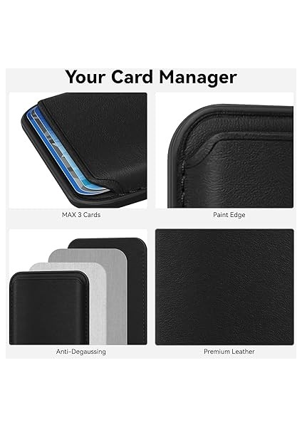 Mag-Safe Cüzdan – iPhone 12/13/14/15/16 Serileri Için Manyetik Kartlık, Güçlü Mıknatıs, Rfıd Koruma, Premium Deri, 3 Kart Kapasiteli, Şık &amp; Hafif Tasarım, Siyah modelleri