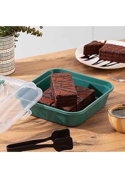 1095 Yeşil Pasta Kek Börek Kabı - Taşıma Çantası - Kilitli Fanus modelleri