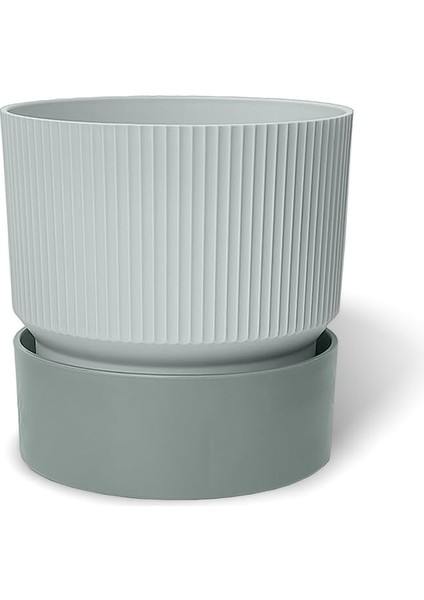 Ixora Saksı Dekoratif Tabaklı Drenajlı Çiçek Saksısı (Gri, 4 Litre)