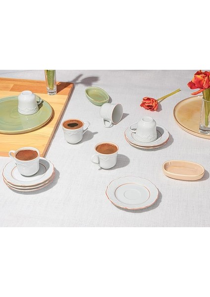 Rose Boya Yaldız 6 Kişilik Kahve Takımı 85CC