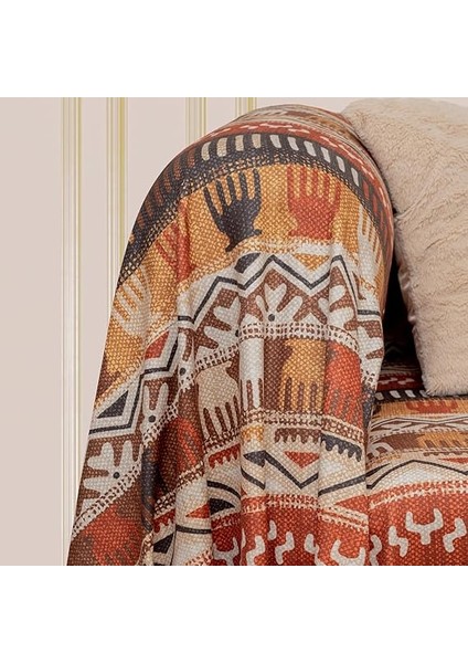 Concept Softmicro Boho Etnik Desenli Mikrofiber Koltuk Örtüsü ve Şalı, Kaymaz Toprak 180X300 cm fırsatları