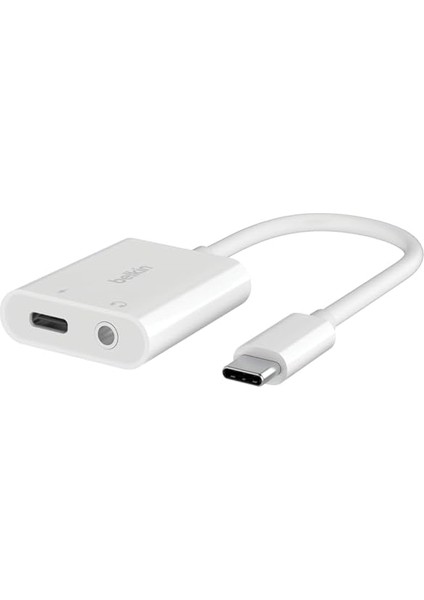 Rockstar™ 3,5 mm Ses + Usb-C® Şarj Adaptörü, Usb-C 60W Güç Dağıtımlı Kulaklık Adaptörü iPhone 15, iPad Pro, Galaxy, Note, Google Pixel, Lg, Sony Xperia ve Daha Fazlası Için Hızlı Şarj - Beyaz