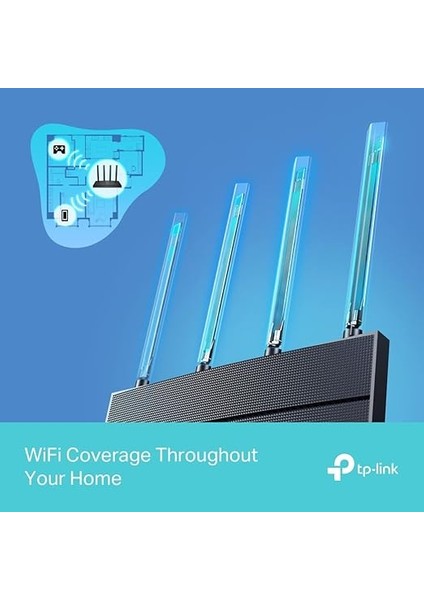 Archer AX12, AX1500 Wi-Fi 6 Gigabit Portlu Kablosuz Router, Fiber Destekli, 4 Gigabit Lan Portları, Wpa3, Oyun Için Ideal Xbox/ps4/steam ve 4K indirimleri