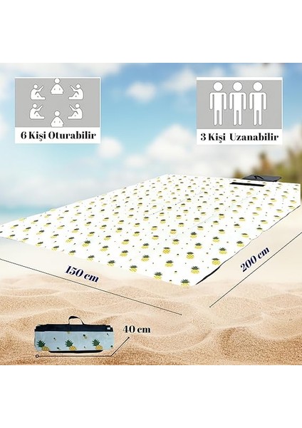Plaj Havlusu, Piknik Örtüsü, Plaj Matı, Çantalı Plaj Hasırı,kamp Battaniyesi, Kamp Matı, Katlanabilir, Hafif, Su Geçirmez, Kum Geçirmez(Ananaslı) fiyatları