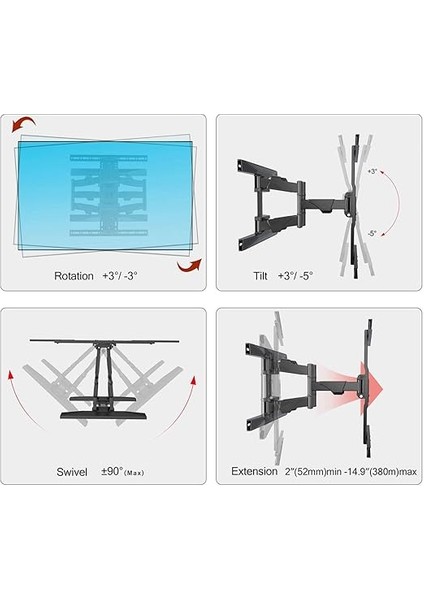 Bayou Nb P6 LCD LED OLED 40"–80" Uyumlu, Ultra Ince Tv Askı Aparatı Tuv Sertifikalı 2023 Versiyon fırsatları