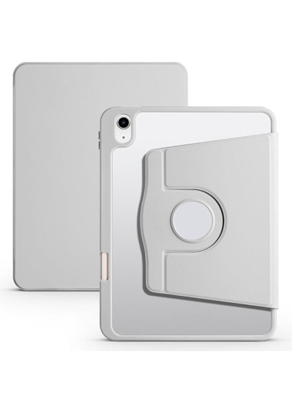 Ipad 11 Inç A16 (11.nesil) 2025 ile Uyumlu Kalem Bölmeli 360 Dönebilen Kapaklı Kılıf A3355, Gri
