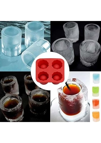 Chef Eysigo Shot Bardak Buz Kalıbı, 4lü, Silikon, Kırmızı, 14611.EYS-BS004 fırsatları