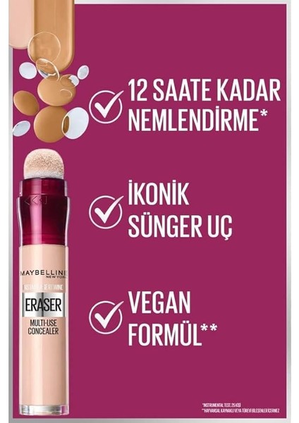New York Instant Anti Age Eraser Kapatıcı 00 Ivory &amp; Mini Tattoo Liner Gel Pencil Makyaj Seti indirimleri